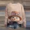 Women's Fashion Printed Long Sleeve Loose Round Neck Sweatshirt Top Fall