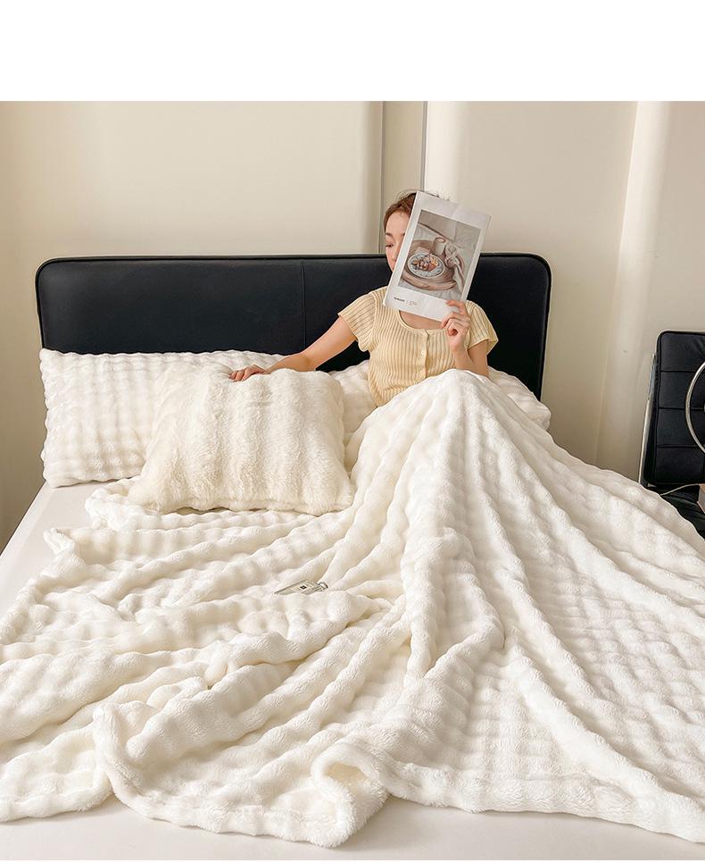 Verdickte Korallenfleece Kaninchen Plüschdecke für Bett und Büro