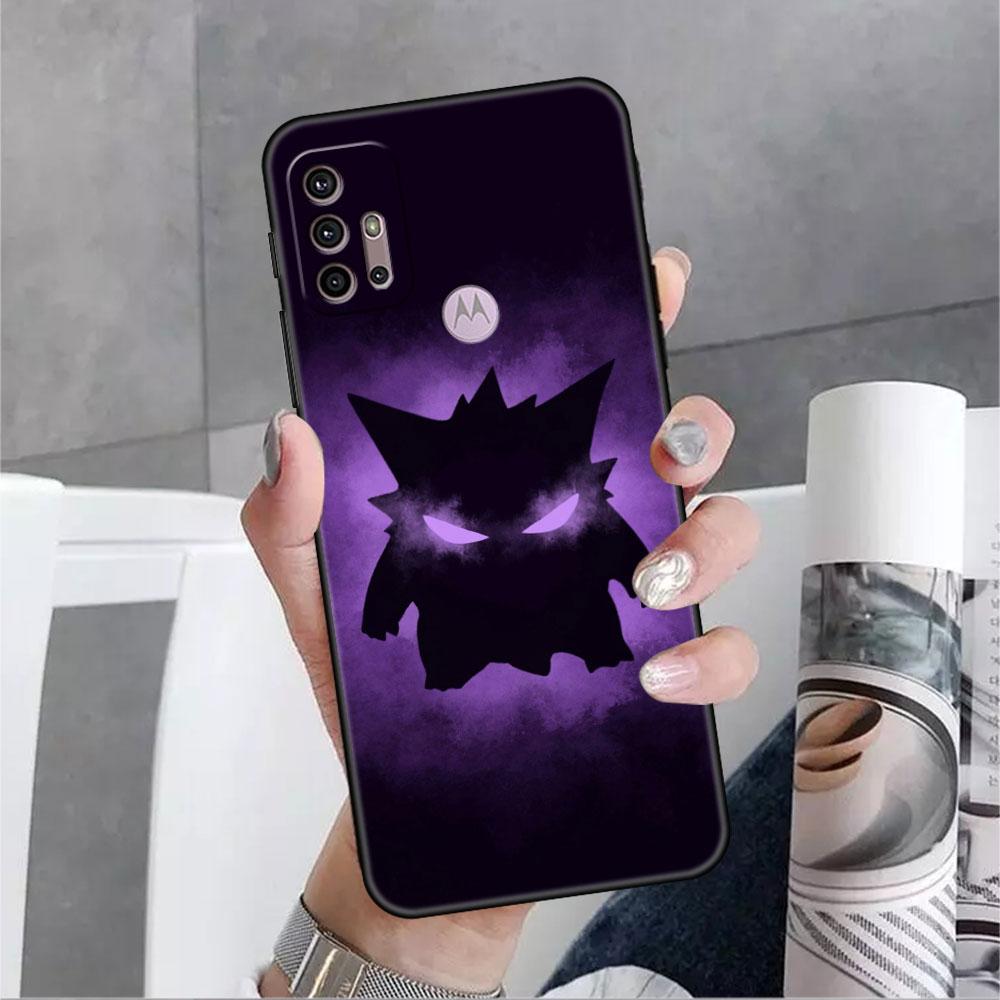 

Милый чехол Pokemon Gengar для Motorola G30 G60 G22 G9 Play G82 G52 G8 G9 G50 One Fusion Edge 20 черный мягкий чехол для телефона силиконовый One Fusion Plus