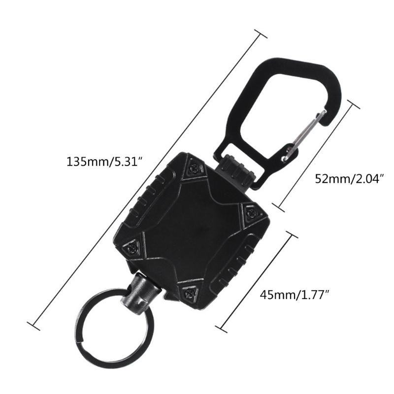 Retractable Keychain Heavy Duty Badge Holder Reel with Belt Clip 23'' Steel Wire Cord Heavy Duty Carabiner Key Holder