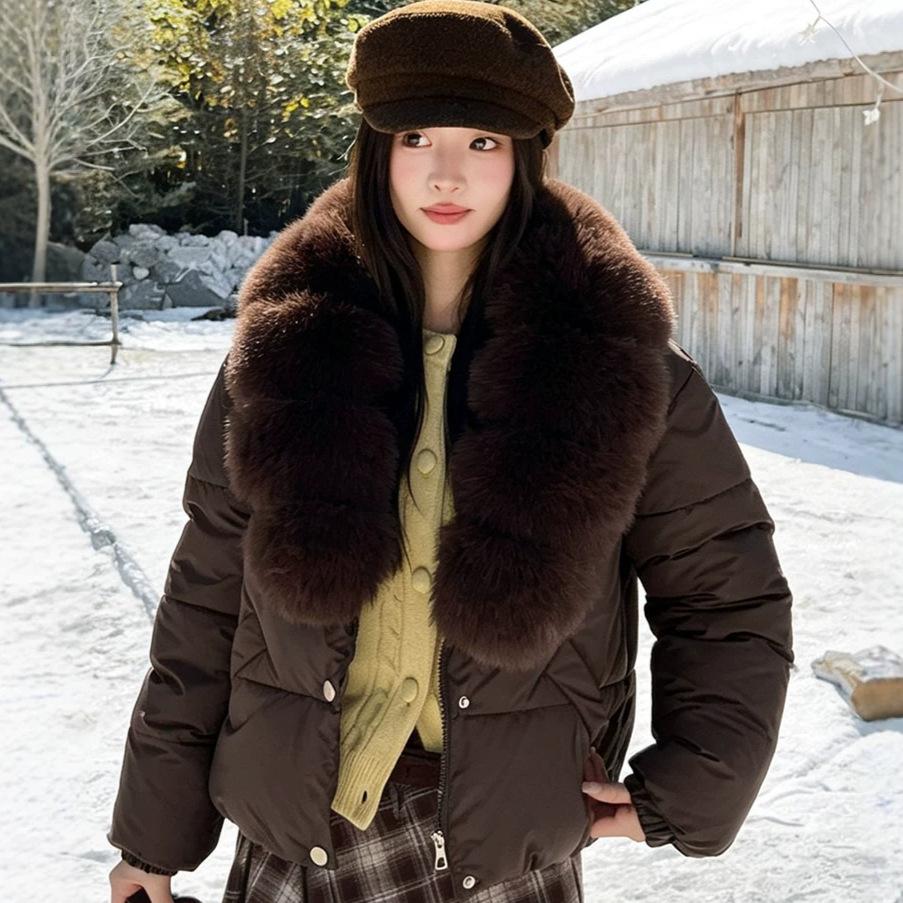 Large lapel short cotton clothes for women's new autumn and winter thickened small and thin versatile warm cotton-padded jacket