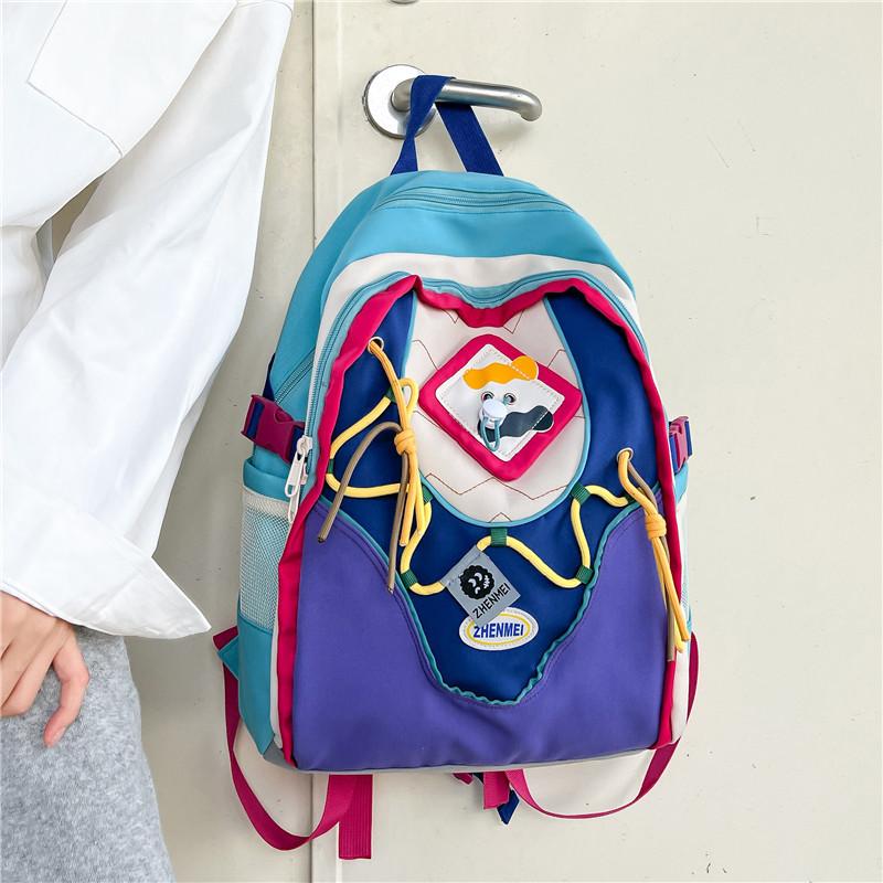 New Middle and High School Student Schoolbag Personalized College Student Trendy Cool Contrasting Color Versatile Backpack High Value Backpack