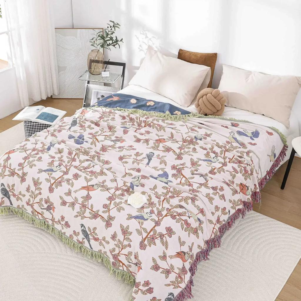Japanese Throw Blanket Cotton Double Sided Sofa Cover Sofa Cushion Leisure Blanket Bedspread Four Seasons Cooling Quilt Sheet
