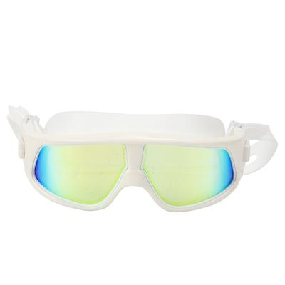 Adult Large Frame Waterproof Antifog Swimming Goggles Electroplate Plain Glass Diving Supplywhite