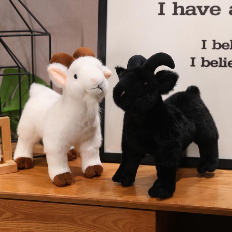 Practical Home Decor Unisex Kids Black Goat High Fidelity Anime Cute Plushie Sheep Plush Toys Lifelike Animals Simulation Stuffed Doll Kawai Toy Gifts For Kids