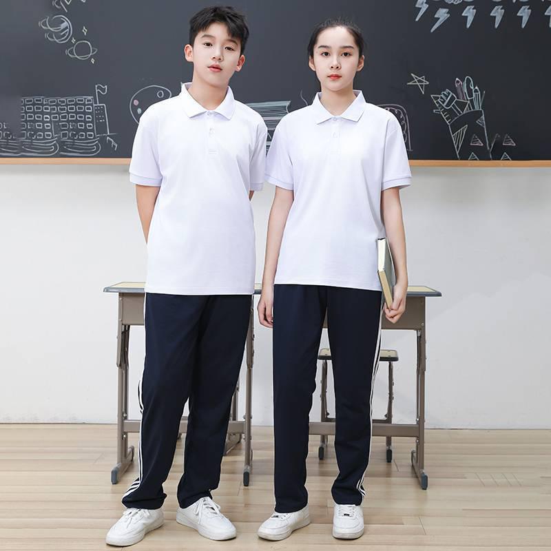 Summer Short Sleeve School Uniform T-shirt Set for Middle and High School Students - Boys and Girls Sportswear