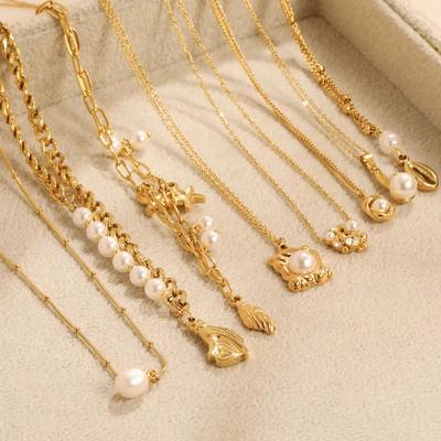 Women's Fashion Geometric Jewelry Light Luxury Multiple Styles Stainless Steel Pearl Pendant Choker Necklace