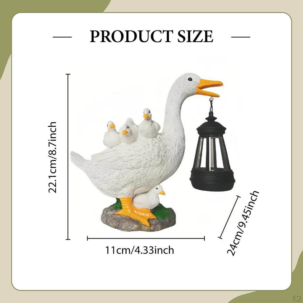 Garden Statue with Solar Light White Duck Figurine Lawn Decor Yard Art Sculpture for Patio Balcony