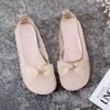 Summer sandals women's single shoes soft sole breathable lace shallow mouth versatile women's shoes comfortable flat bottom casual mother shoes mesh