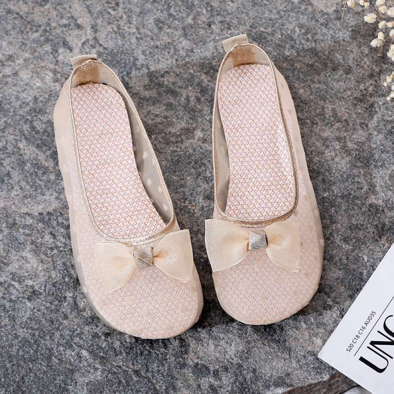 Summer sandals women's single shoes soft sole breathable lace shallow mouth versatile women's shoes comfortable flat bottom casual mother shoes mesh
