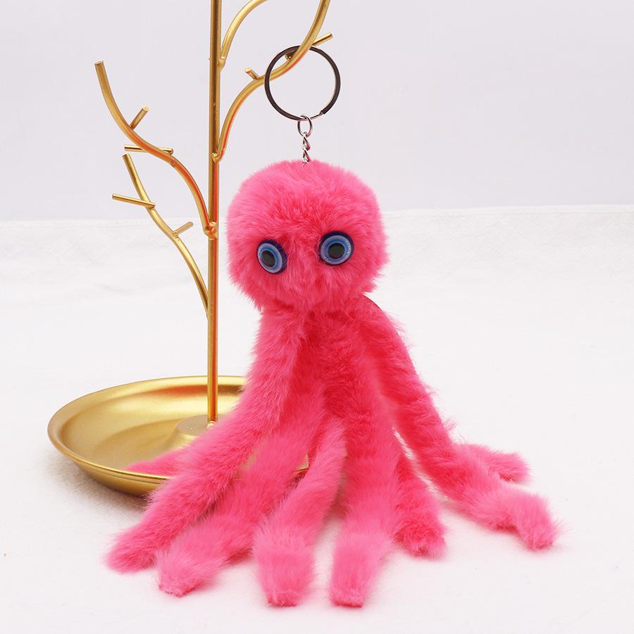 New Creative Octopus Fur Ball Keychain Cute Octopus Marine Life Plush Doll Bag Pendant Accessories