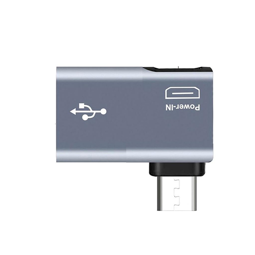 2-in-1 Power-in o USB to USB OTG Cable Adapter 90 Degree Right/Left Angled Host Converters for Keyboards
