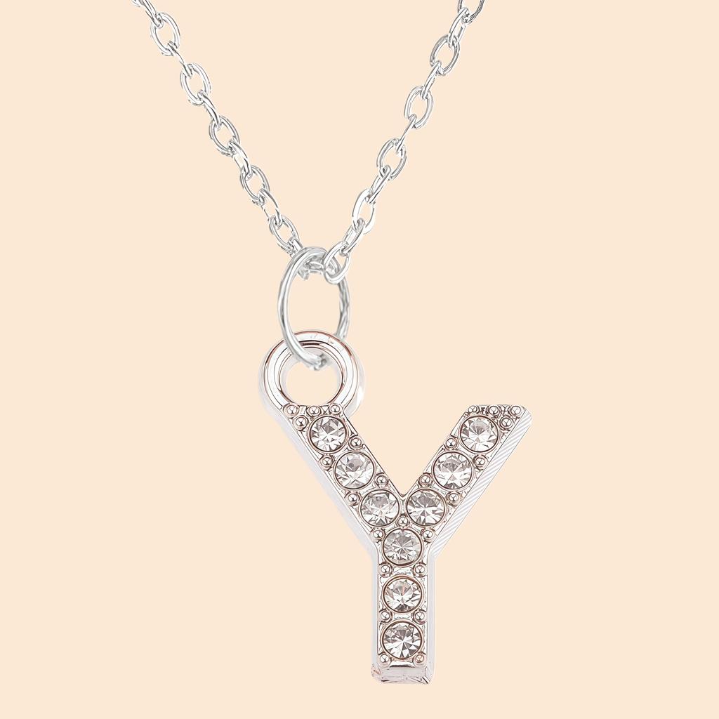Shining Zircon A-Z Letter Pendant Necklace 26 Initial Alphabet Clavicle Chain For Women Valentine's Day Party Jewelry Gift
