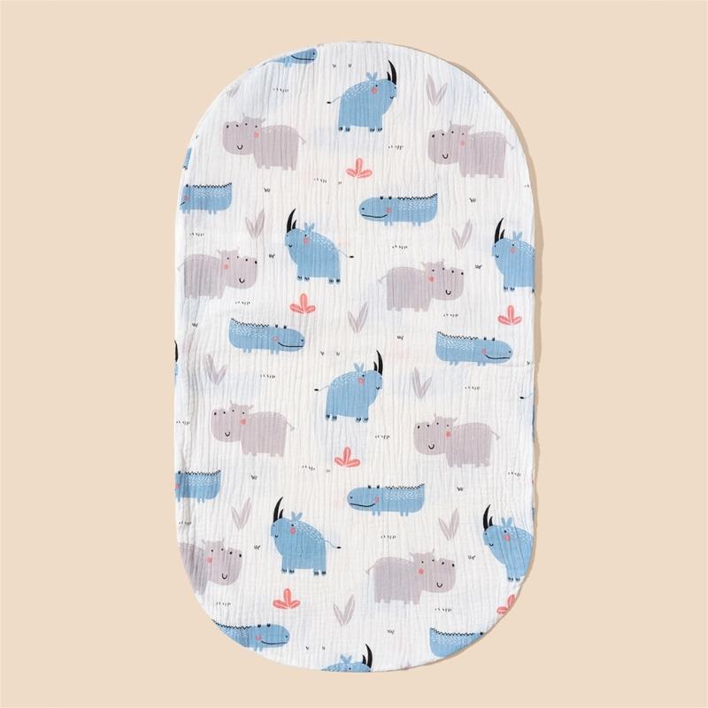 Baby Wickelkorb Laken Weicher Ovaler Stubenwagen Matratzenbezug für Baby Gitterbett Korb Waschbarer Baumwoll Wickelbezug