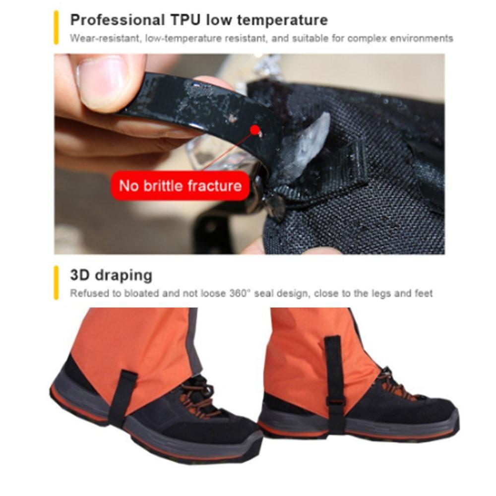 1 Pair 420D Nylon Fabric Snow Boot Gaiters Rip-Stop Waterproof Gaiters Hiking Leg Gaiters  Climbing