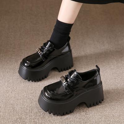 Rundkopf dicker Absatz Retro kleine Lederschuhe Damen Frühling und Herbst 2024 neu Britischer Stil Mode vielseitig Schnürschuhe Mary Jane Schuhe
