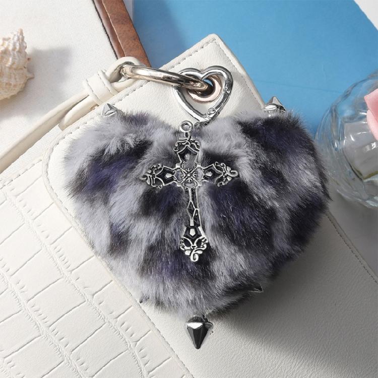Unique Y2K Themed Fuzzy Keychain With Winged Heart Charm Delicate Keyrings Pendant Accessory For Bags And Keys