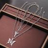 Punk Multi-Layered Chain Necklace Women Silver Butterfly Cross Angel Pendants Hip Hop Grunge Street Jewelry