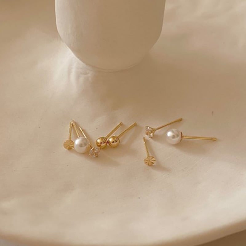 Taupe [Exclusive] 14k Gold Earring Set - 4 Basic Earrings
