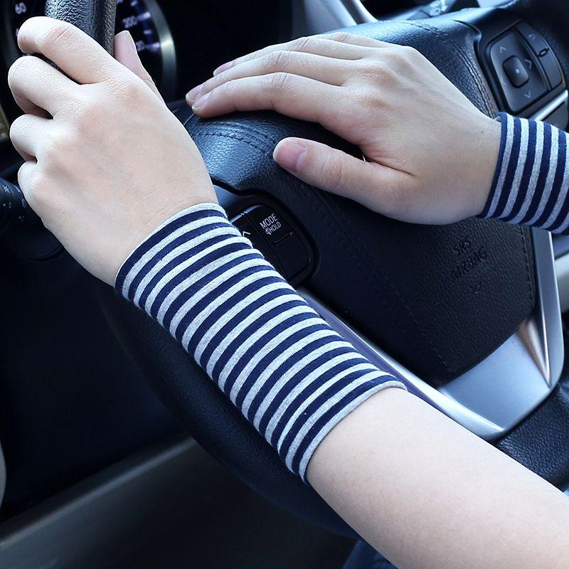 

Wrist Athletic Wristguards Men s Summer Pure Cotton Basketball Sweat Wiping Wrist Guard Women s Scar Cover up Tattoo Breathable Sun Protection Gloves 12cm blue gray Stripes S