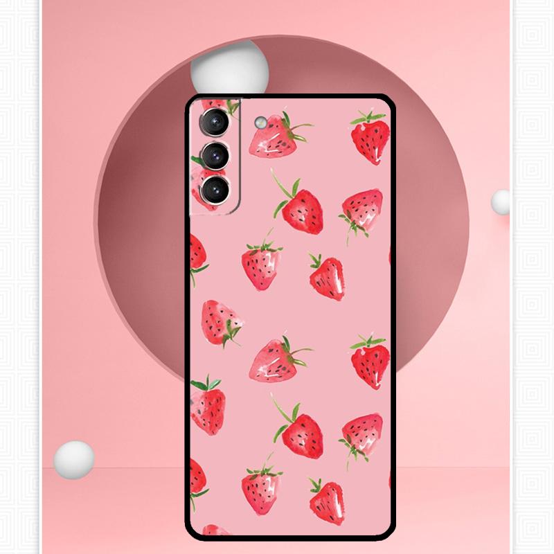 Cute Strawberry Case For Samsung Galaxy S25 Ultra S20 S21 S22 S23 S24 Plus S9 S10 S24 FE S25 FE Cover Funda