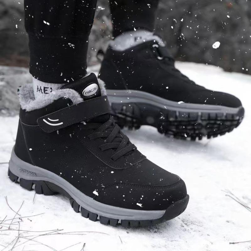 Walking shoes winter new men's fleece thickened snow boots dad cotton shoes non-slip soft-soled hiking shoes