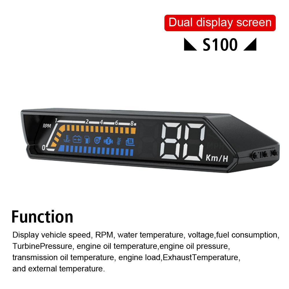 Water Temp S100 HUD Speed Projector Digital Display Overspeed Multifunctional Voltage Car Head Up Display Security Alarm