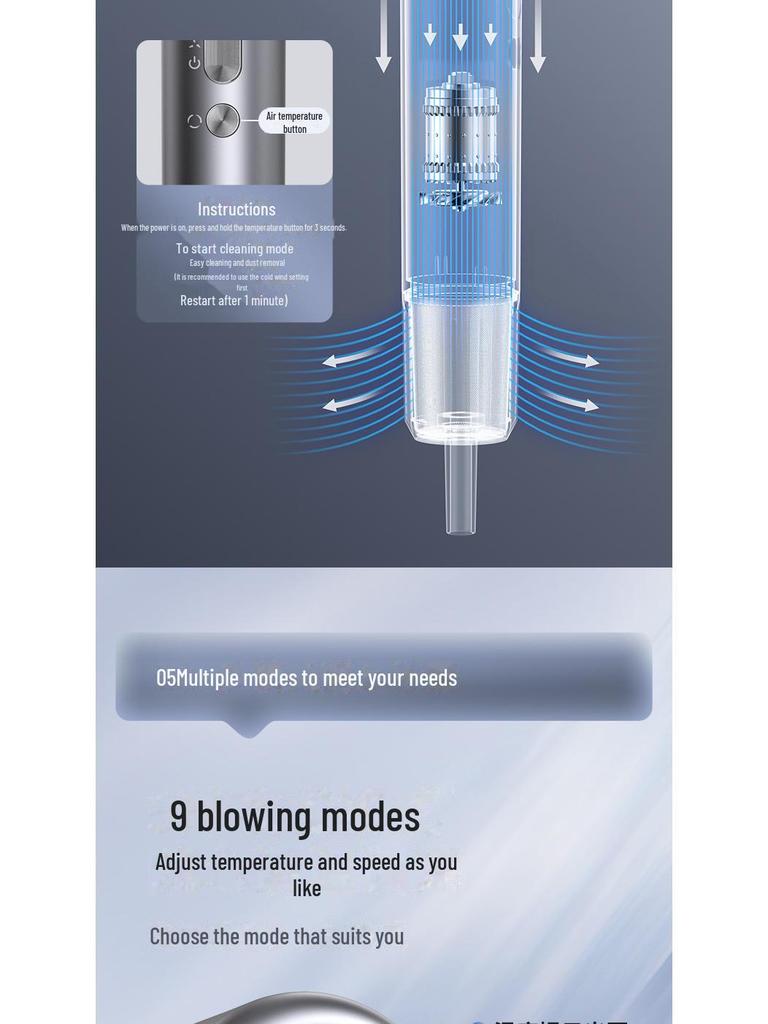 Yongri High-Speed Brushless Hair Dryer with 110,000 RPM & Negative Ion Technology, Low Noise & Quick-Drying 