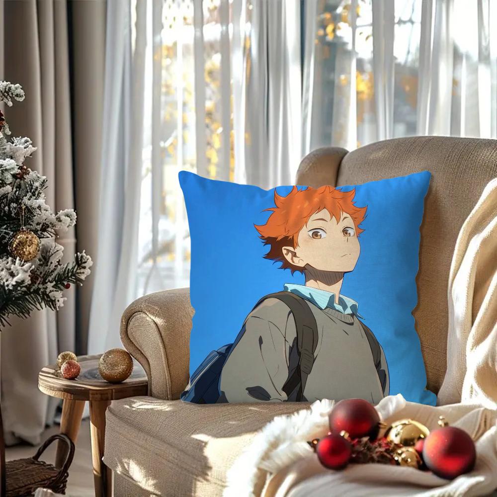 Haikyuue Hot Blooded Anime Pillow Case Square Pillow Bedroom Sofa Leisure Comfort Cushion Car Living Room Home Decoration 40X40