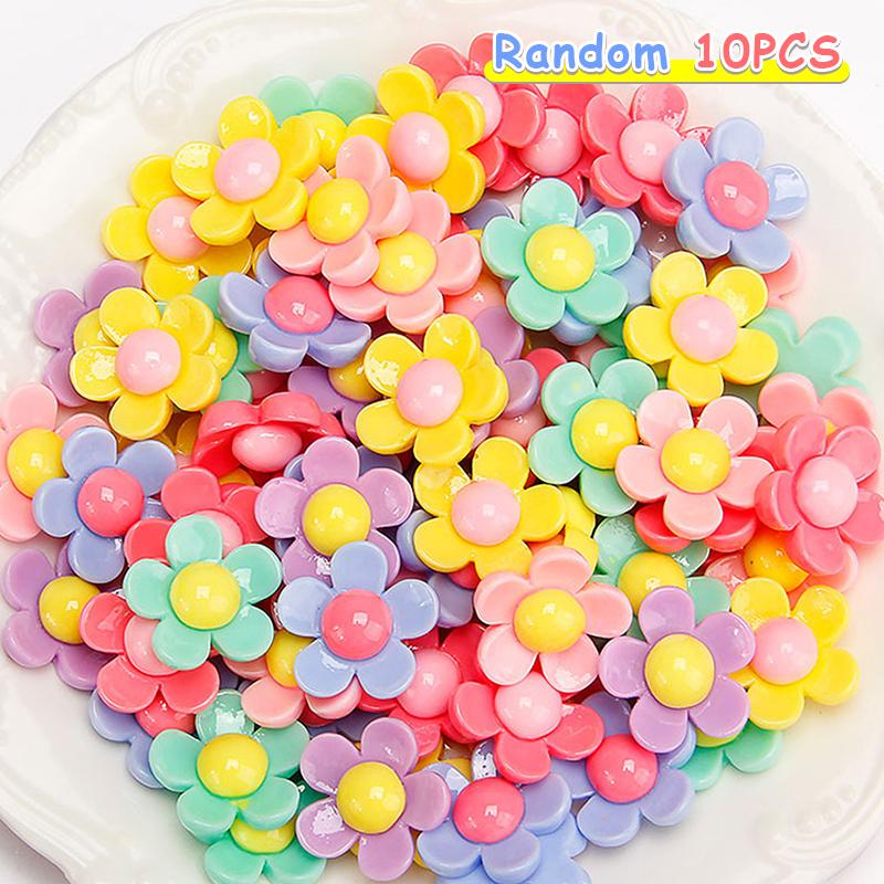 10Pcs Colorful Flower Flatback Resin Cabochons Flower Cabochon Beads For Diy Crafts Jewelry Making Decoration Accessories