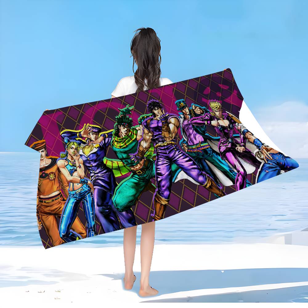 

Japan Anime JoJo Bizarre Adventure Beach Towel Colorful Bath Towels For Girl Microfiber Quick Dry Yoga Spa Gym Pool W30*H60(CM)
