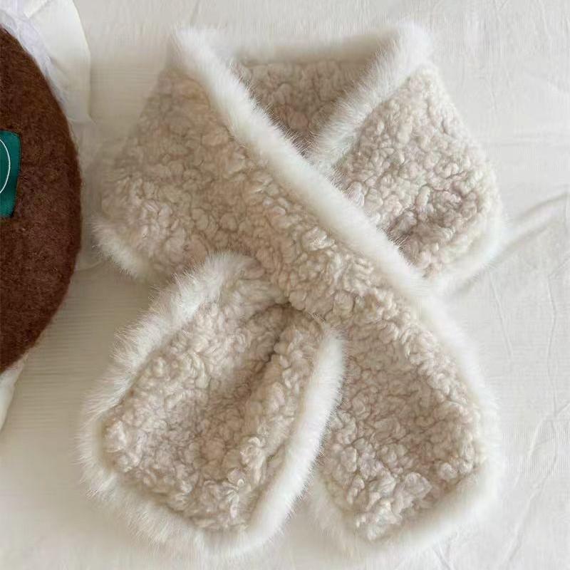 

Жіночий плюшевий шарф з овечої вовни: Потовщений, Теплий, Універсальний Шарф-труба Cream White - Lambswool