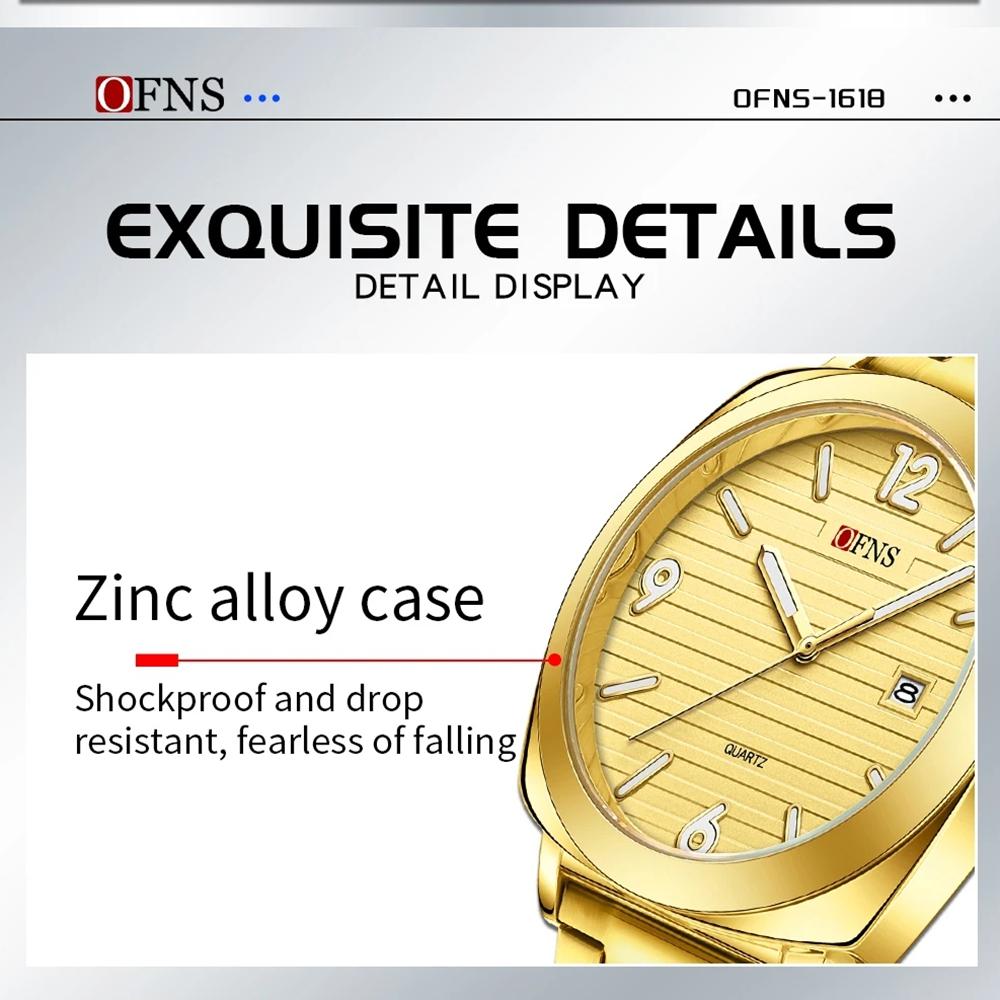 OFNS Fashionable Thin Men's Quartz Watch Waterproof Night Light Single Calendar Simple Ccasual Men's Quartz Watch