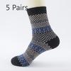 5 Pairs of Men's Autumn and Winter Rabbit Wool Socks, Mid-calf Men's Socks, Small Checkered, Retro Ethnic Style