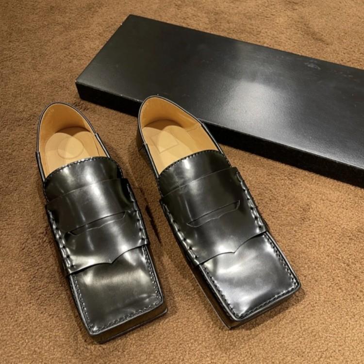 Versatile British Style Small Leather Shoes Women's Retro Black Soft Leather Square Head Medium Thick Heel Temperament Single Shoes