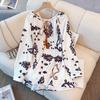 Plus-size Women's Fashion Printed Shirt, High-waisted Wide-leg Pants, Vacation-style Suit Autumn New Style