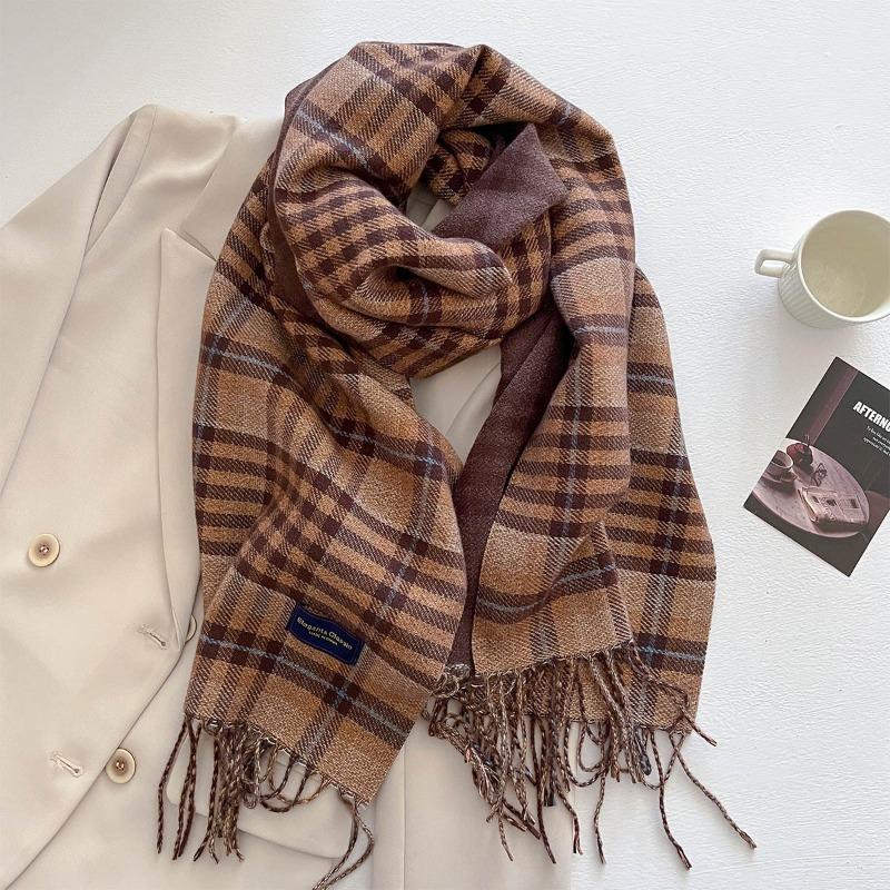 Autumn and Winter New Imitation Cashmere Plaid Scarf Women's Daily Couple Thickened Warm Scarf Shawl