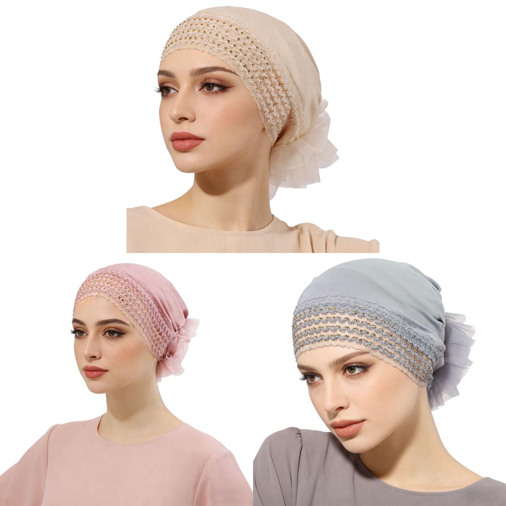 Plain Color Silk Cotton Head Cover With Sunshade And Elastic Band For Casual Wear