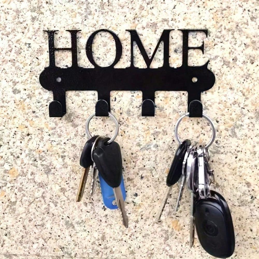 

Modern Metal Key Holder Wall Mount with Rust Resistant Coating for Keys Coats Hats Entryway Home Organization TY7139 чорний