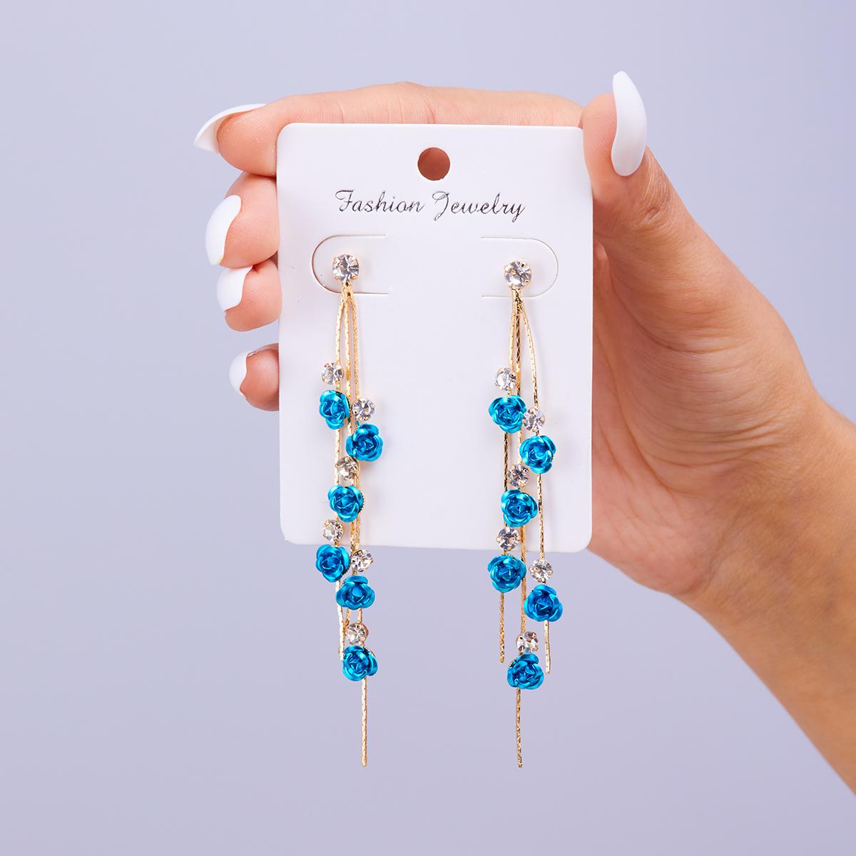 

Trend Retro Zircon Rose Earrings Delicate Temperament Women s Earrings Party Festive Wwedding Party Jewelry