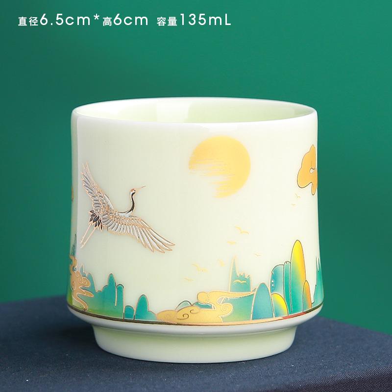 Chinese Ceramic Japanese Style Single Jade Blue Master Cup Kung Fu Tea Brewing Bowl Simple Gift Packa