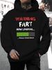 New 2025 Unisex Warning Letter Print Hoodie - Autumn/Winter Casual Knit Pullover with Drawstring Hood, Regular Fit, 100% Polyester, Long Sleeve Hooded