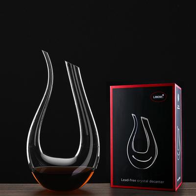 Decantador clásico de vidrio en forma de U, decantador de vino tinto soplado a mano, de 1,5 l, sin plomo, para bar en casa