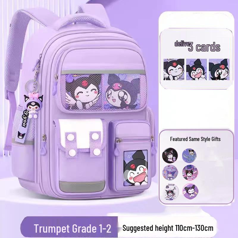 Kuromi Spine-Protecting Schoolbag: Lightweight, Large Capacity for Sixth Grade Girls