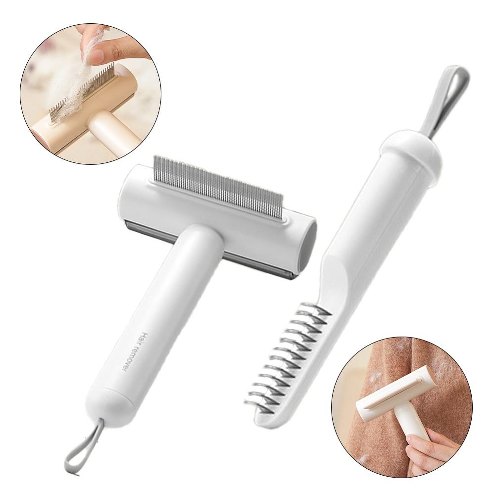 

Knot Removes Flea Comb Self Cleaning De-Shedding Cat Hair Comb for Pets Accessories White-2in1