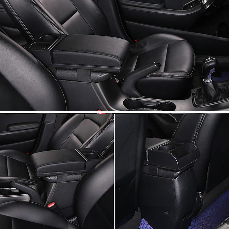 Repose-bras Universel pour Voiture Porte-gobelet Cuir Noir Coussin surélévateur pour Accoudoir de Voiture avec Câble de Chargement USB Accessoires d'Intérieur de Voiture