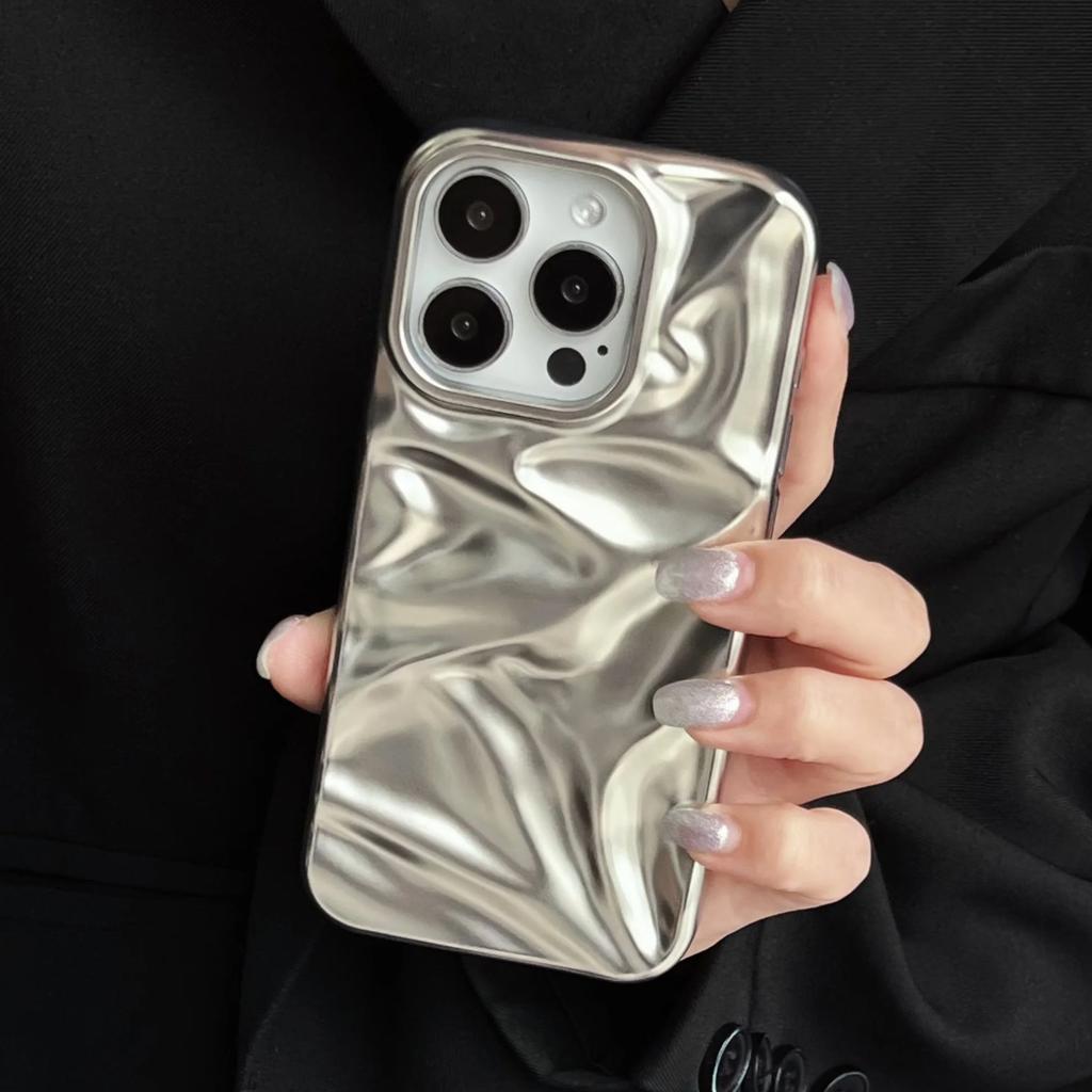 3D Electroplated Wrinkle Matte Case For iPhone 17 Air 16 15 14 Plus 13 12 11 Pro Max Aesthetic Wave Ruffle Soft Silicone Cover