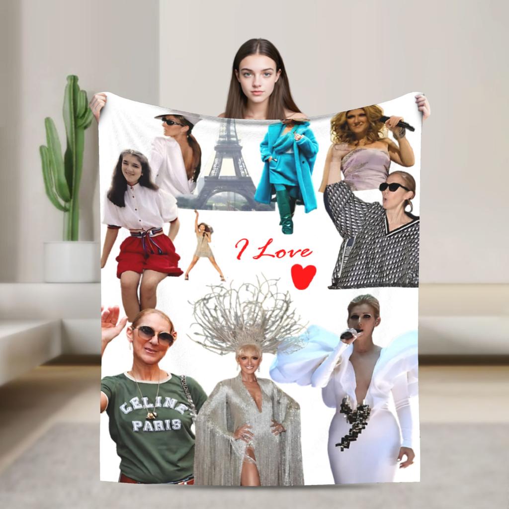Celines Dion Siger Blanket Music Fuzzy Vintage Soft Throw Blankets for Home Summer