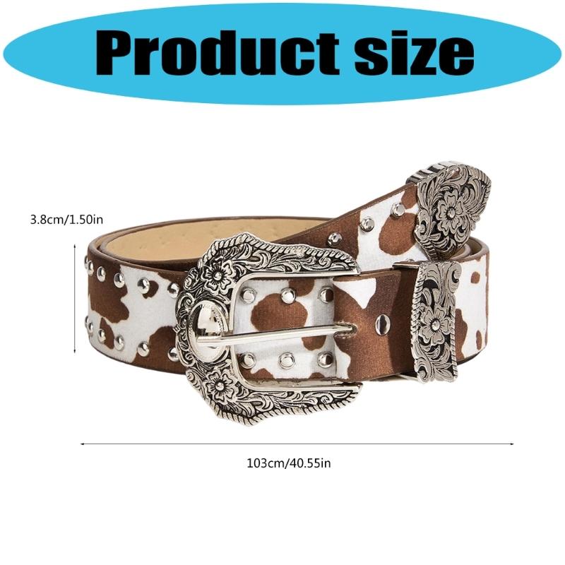 Edgy Punk Rock Women's Waist Belt For Jeans Buckles Charm PU Leather Adjustable Strap