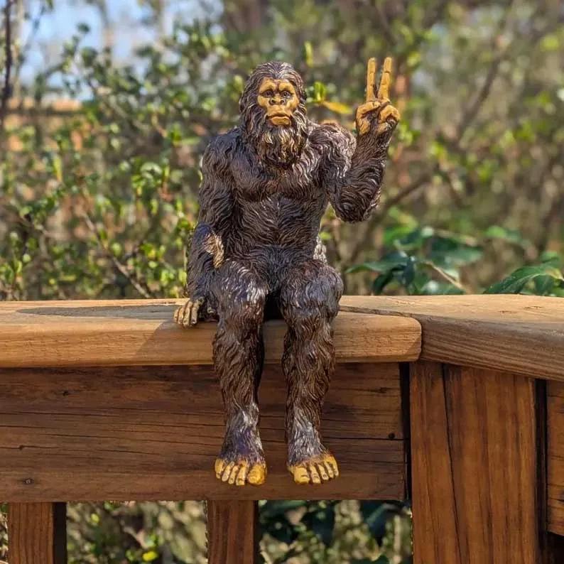 Quirky Bigfoot Peace Statue: Fun Office/Home Decor & Garden Ornament